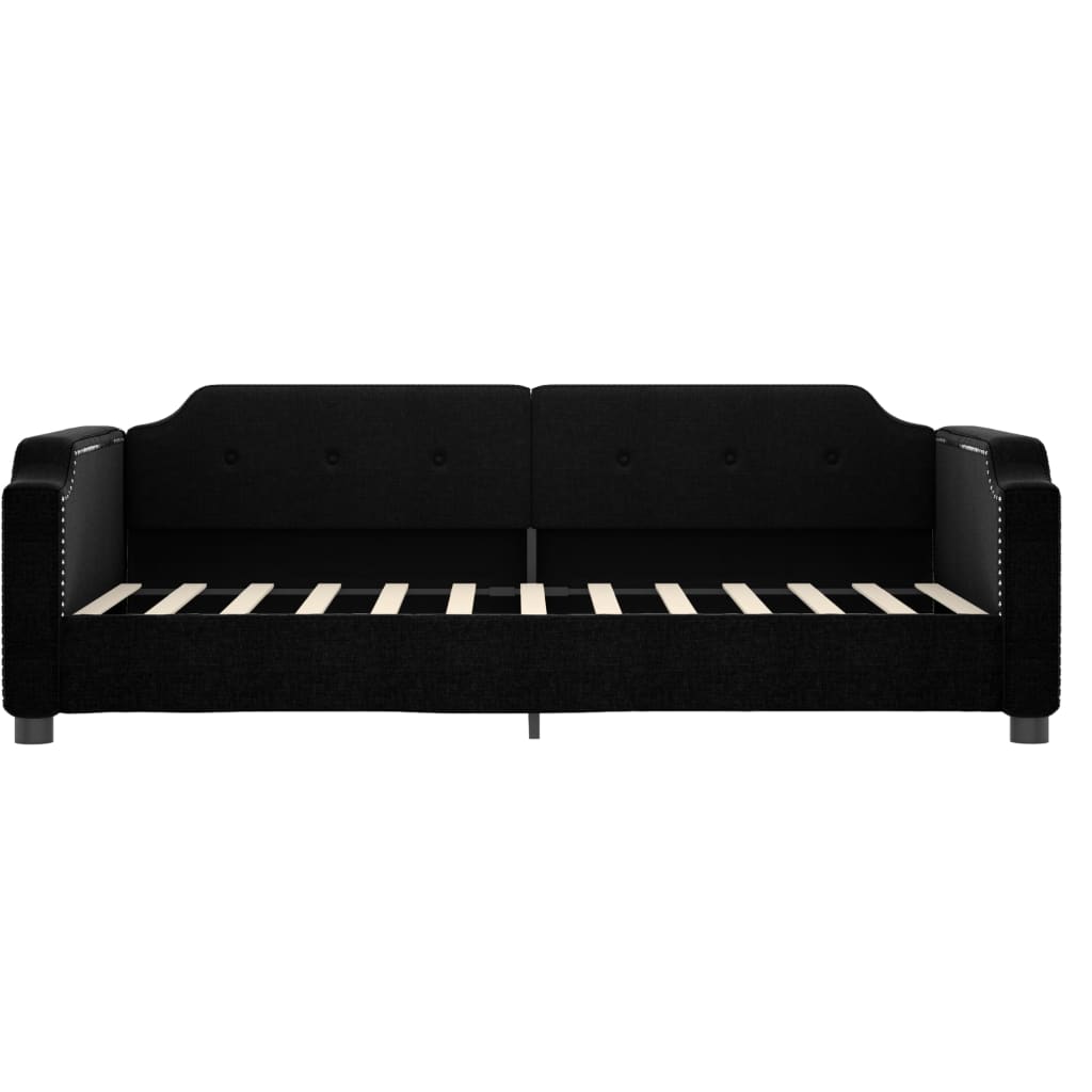Lit de jour avec matelas noir 100x200 cm tissu - XIOS