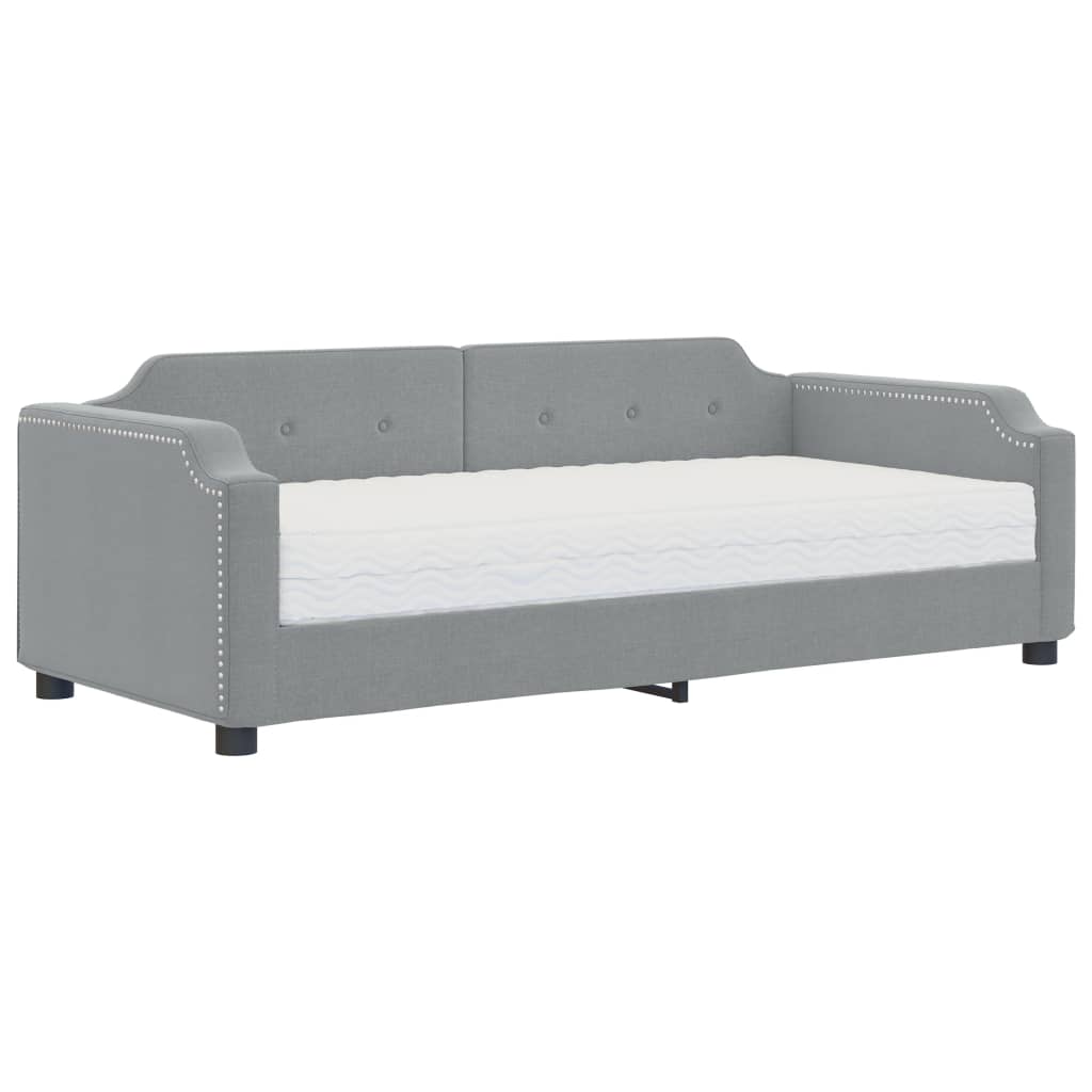 Lit de jour avec matelas gris clair 90x190 cm tissu - XIOS