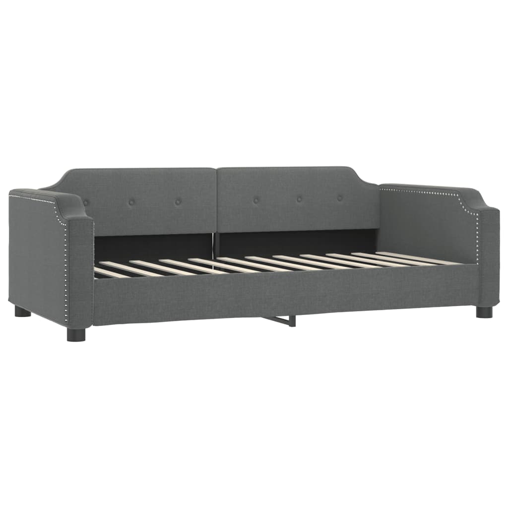 Lit de jour avec matelas gris foncé 90x190 cm tissu - XIOS