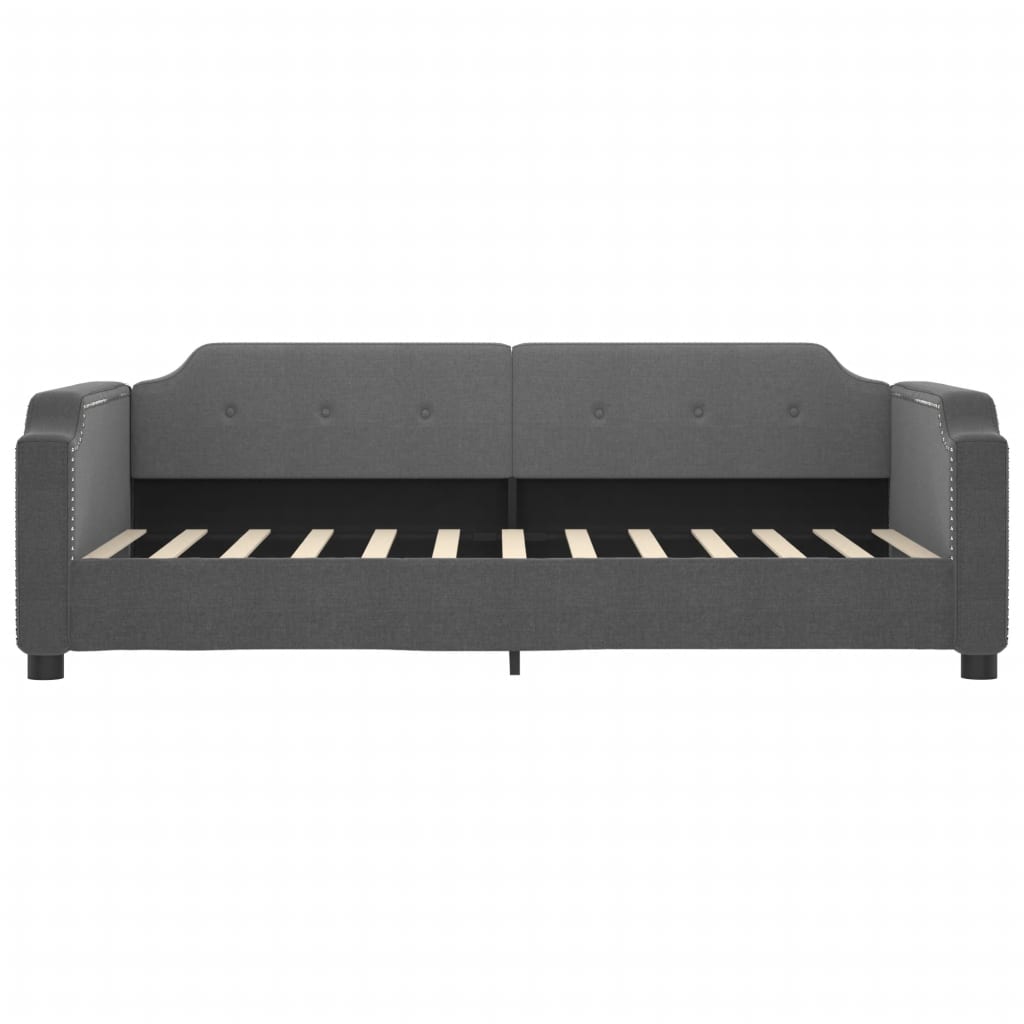 Lit de jour avec matelas gris foncé 90x190 cm tissu - XIOS