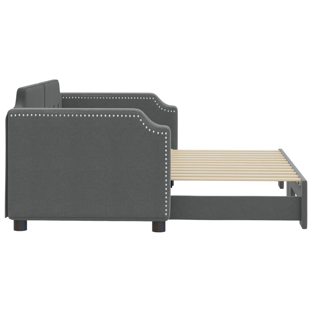 Lit de jour avec gigogne sans matelas gris foncé 80x200 cm - XIOS