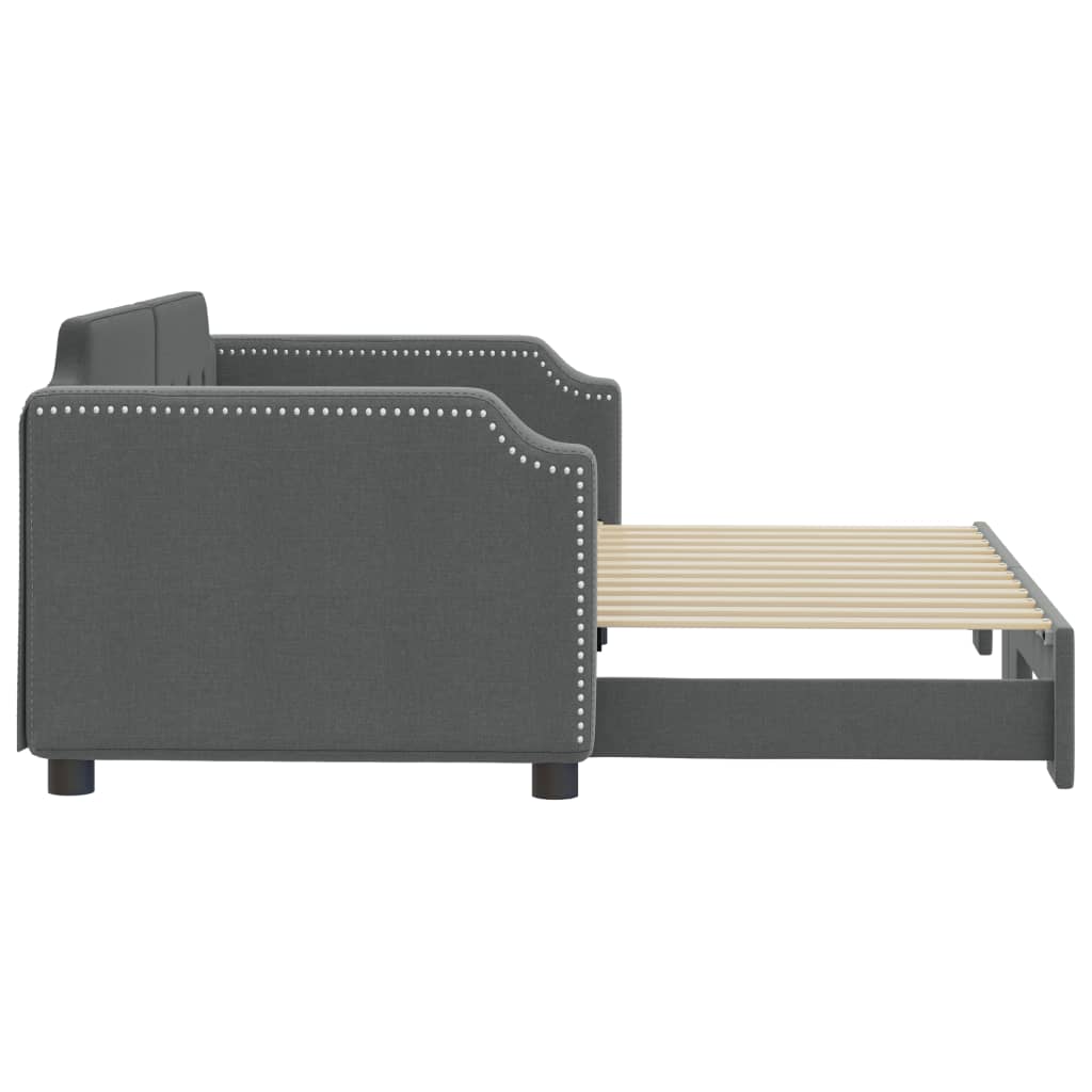 Lit de jour avec gigogne sans matelas gris foncé 90x200 cm - XIOS