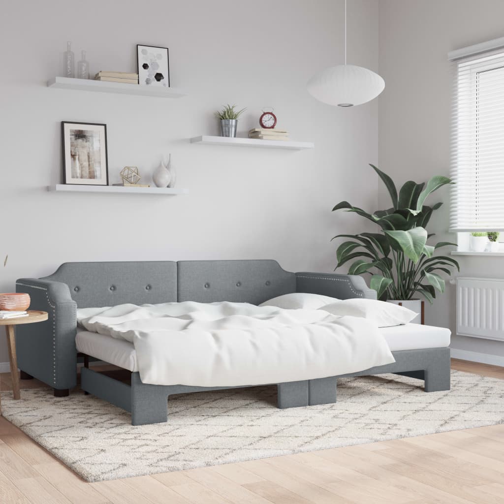 Lit de jour avec gigogne sans matelas gris clair 100x200 cm - XIOS