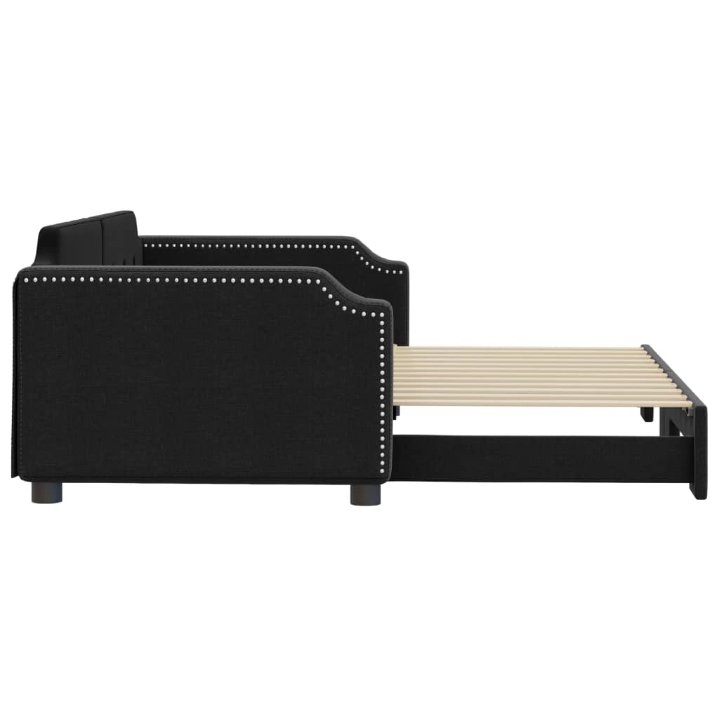 Lit de jour avec gigogne sans matelas noir 100x200 cm - XIOS