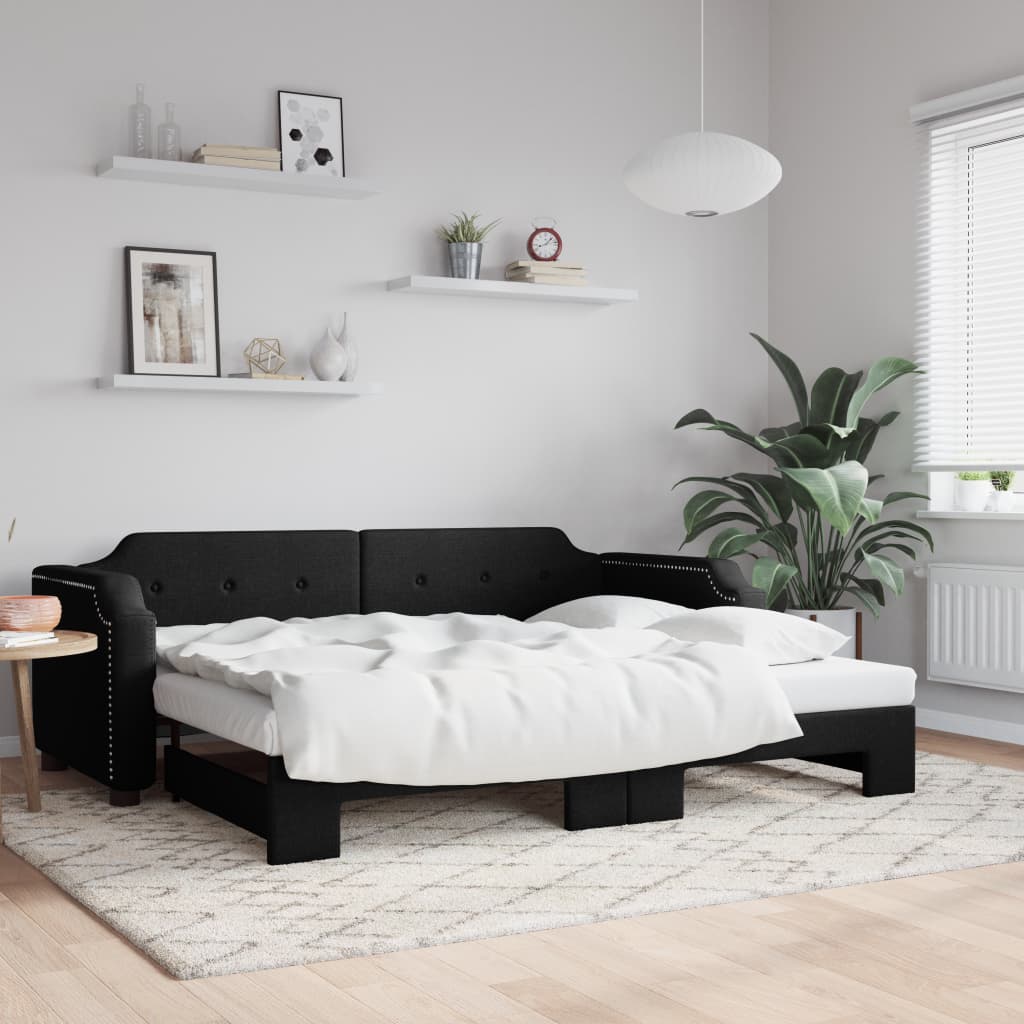 Lit de jour avec gigogne sans matelas noir 100x200 cm - XIOS