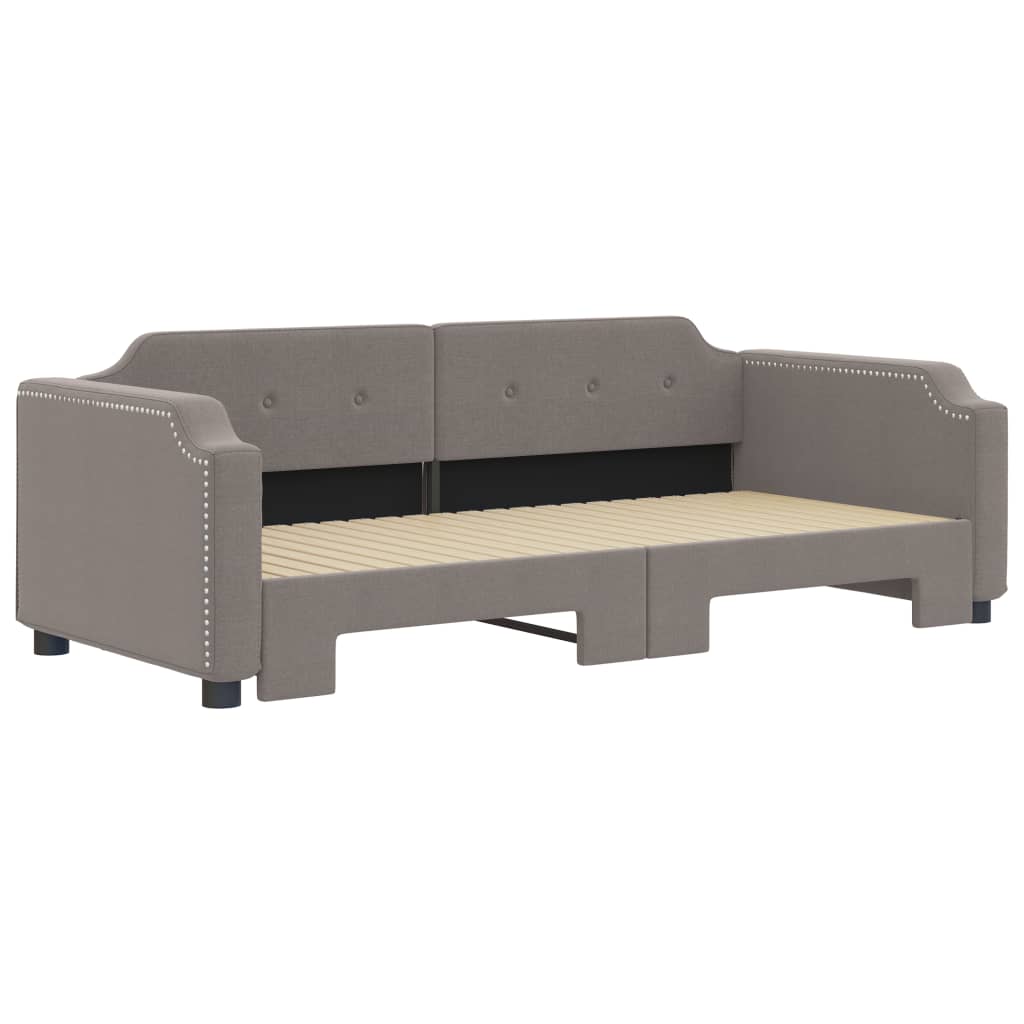 Lit de jour avec lit gigogne taupe 100x200 cm tissu - XIOS