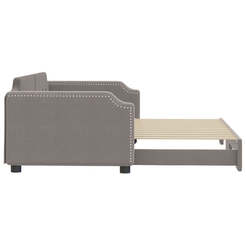 Lit de jour avec lit gigogne taupe 100x200 cm tissu - XIOS