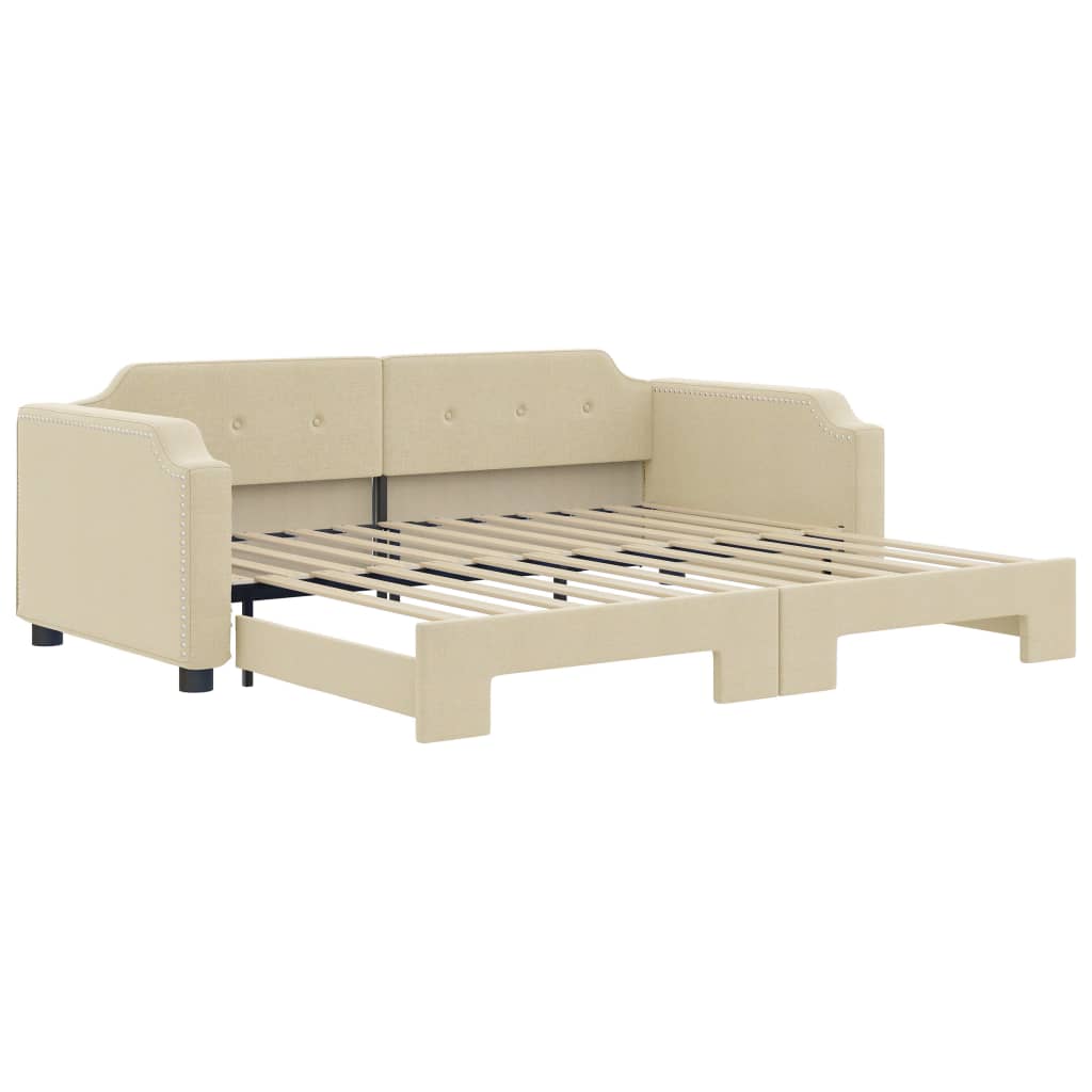 Lit de jour avec lit gigogne crème 100x200 cm tissu - XIOS