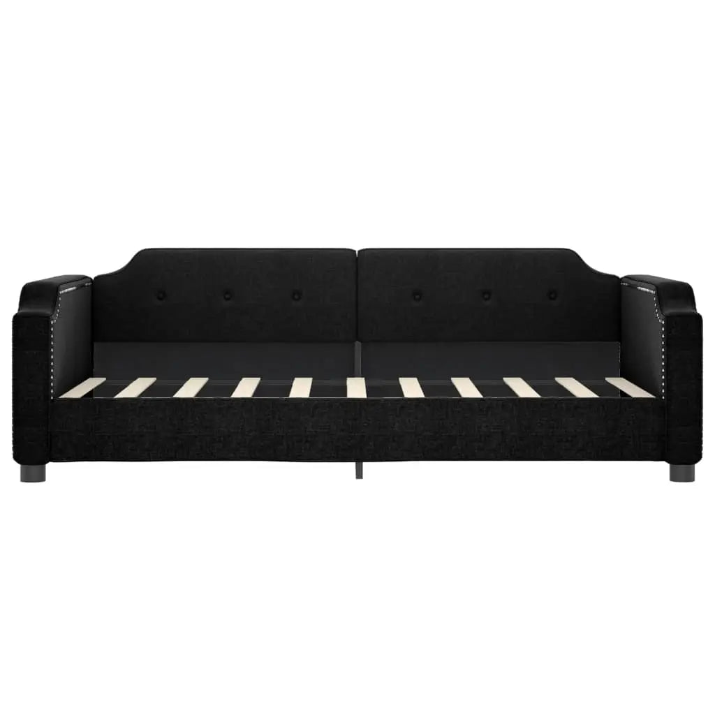 Lit de jour avec lit gigogne noir 90x190 cm tissu - XIOS