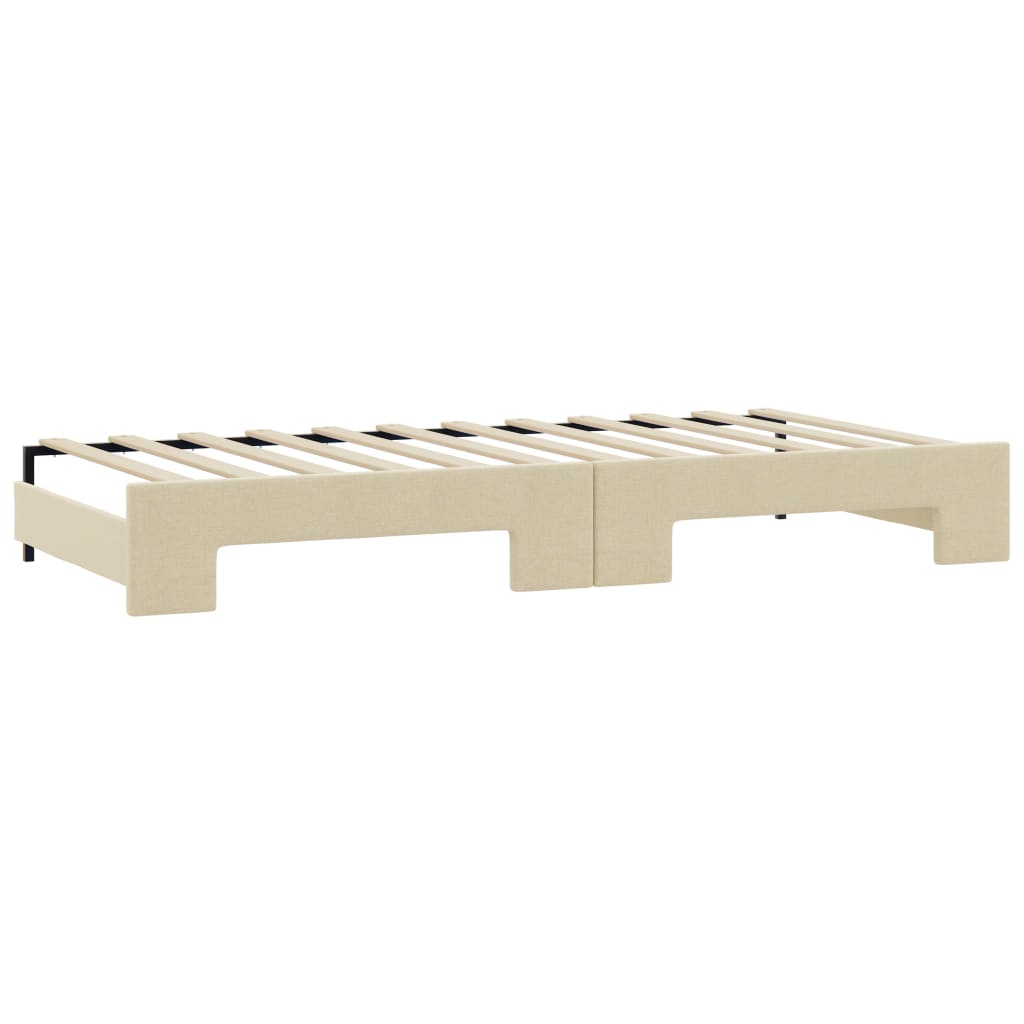 Lit de jour avec gigogne et matelas crème 80x200 cm tissu - XIOS