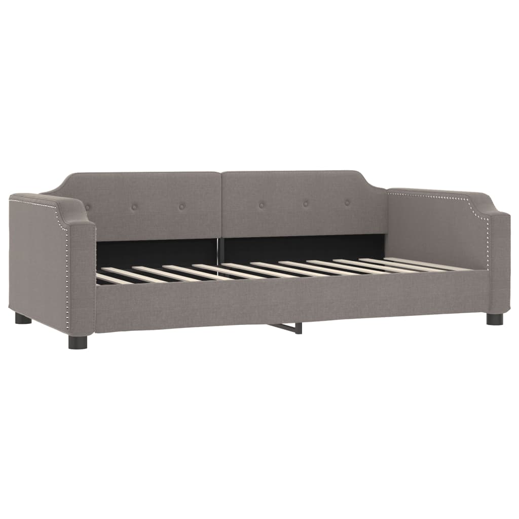 Lit de jour avec gigogne et matelas taupe 90x200 cm tissu - XIOS