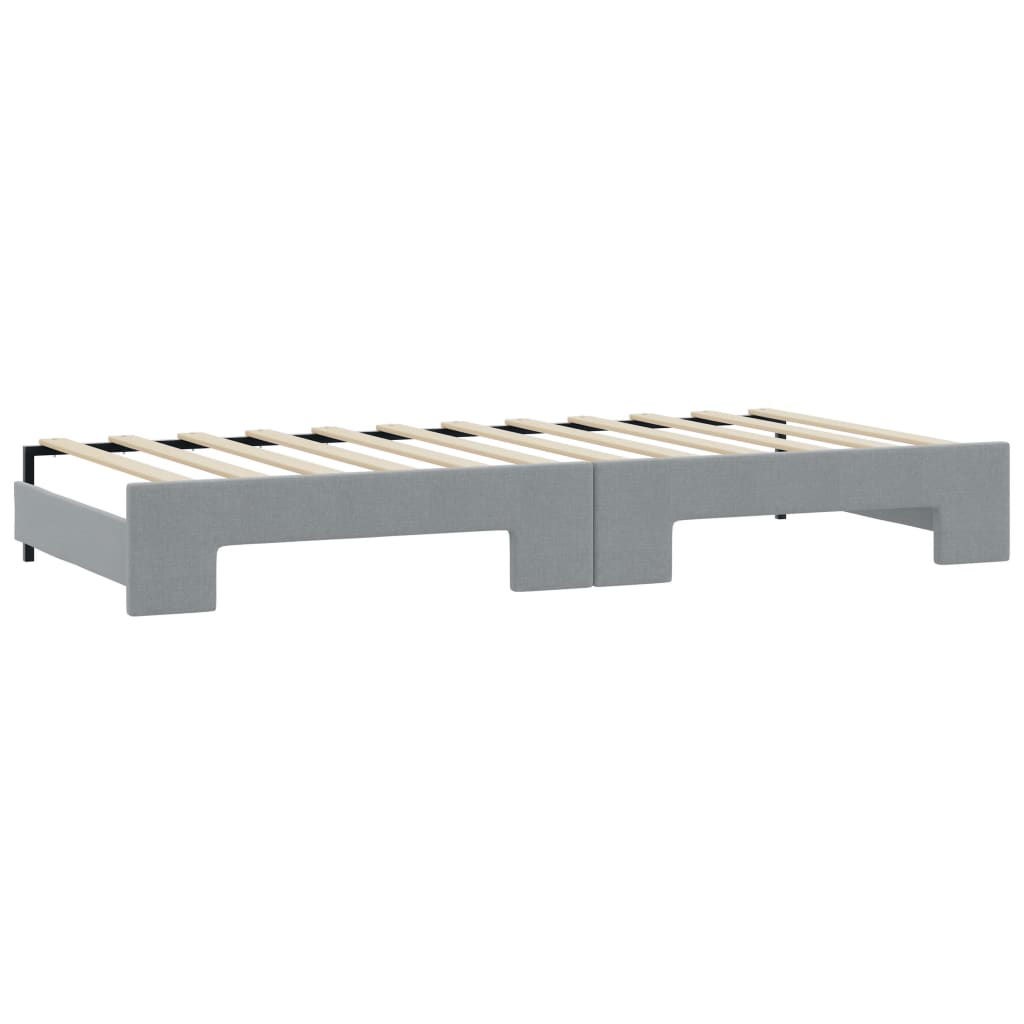 Lit de jour avec gigogne et matelas gris clair 100x200 cm tissu - XIOS