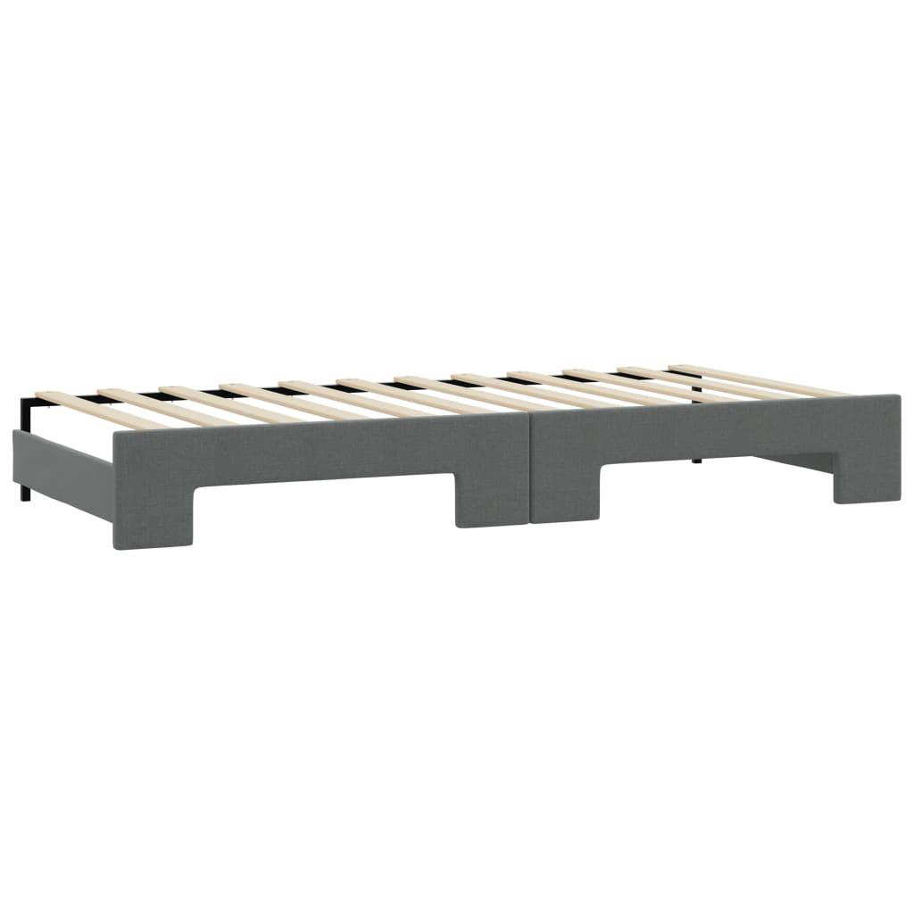 Lit de jour avec gigogne et matelas gris foncé 100x200 cm tissu - XIOS