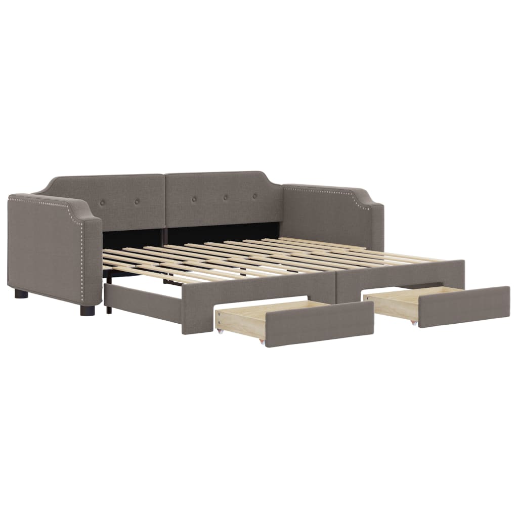Lit de jour avec gigogne et tiroirs sans matelas taupe 80x200cm - XIOS
