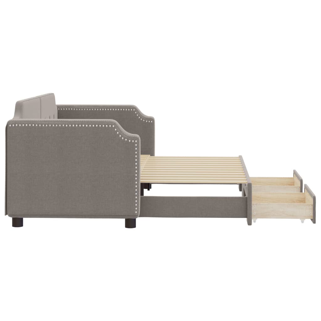 Lit de jour avec gigogne et tiroirs sans matelas taupe 80x200cm - XIOS