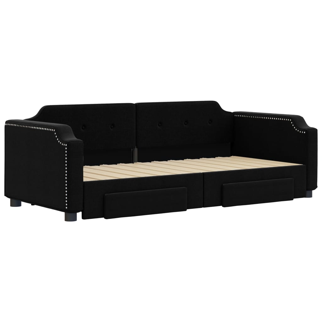 Lit de jour avec gigogne et tiroirs sans matelas noir 90x200 cm - XIOS