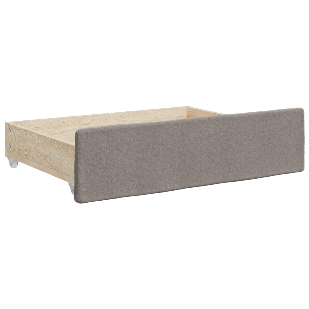 Lit de jour avec gigogne et tiroirs taupe 100x200 cm tissu - XIOS