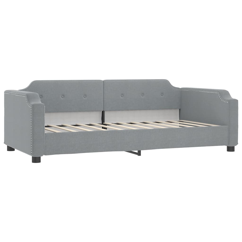 Lit de jour avec gigogne et tiroirs gris clair 90x190 cm tissu - XIOS