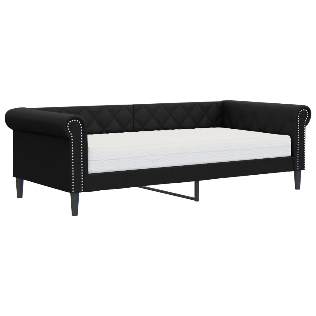 Lit de jour avec matelas noir 90x200 cm similicuir - XIOS