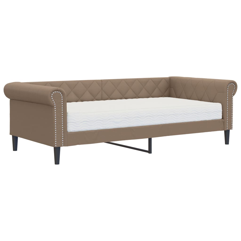 Lit de jour avec matelas cappuccino 90x200 cm similicuir Lits & cadres de lit vidaXL