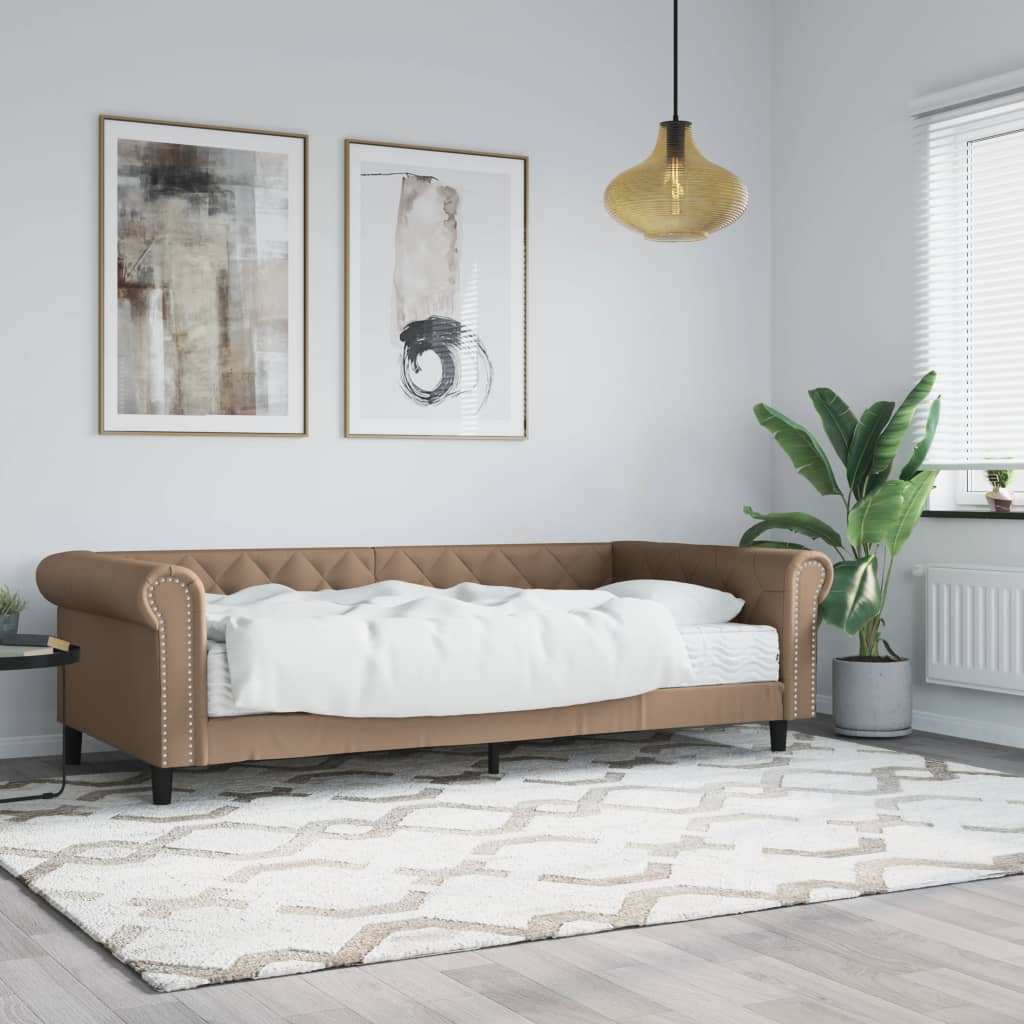 Lit de jour avec matelas cappuccino 90x200 cm similicuir Lits & cadres de lit vidaXL