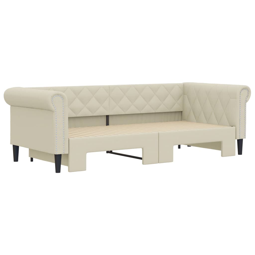 Lit de jour avec gigogne sans matelas crème 90x200 cm - XIOS