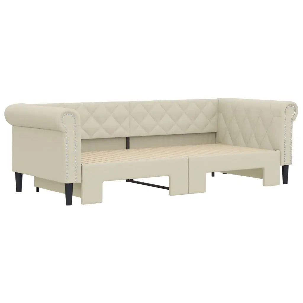 Lit de jour avec gigogne sans matelas crème 90x200 cm - XIOS