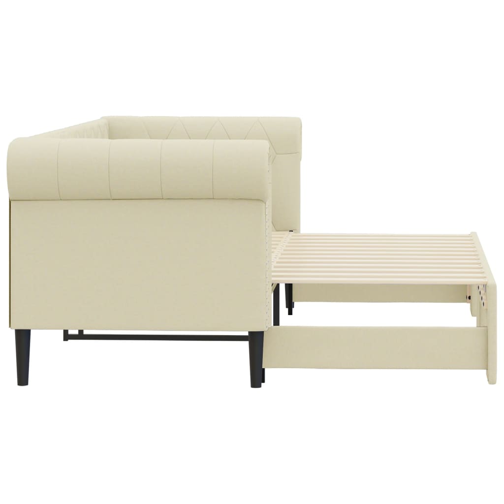 Lit de jour avec gigogne sans matelas crème 90x200 cm - XIOS