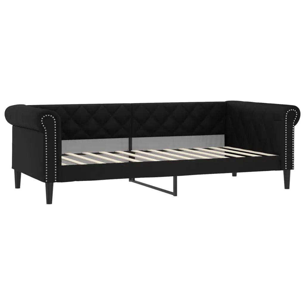 Lit de jour avec gigogne et matelas noir 90x200 cm similicuir - XIOS