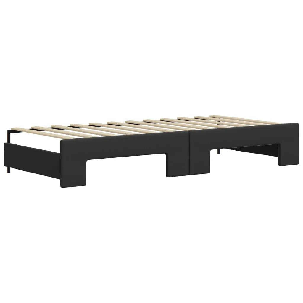 Lit de jour avec gigogne et matelas noir 90x200 cm similicuir - XIOS