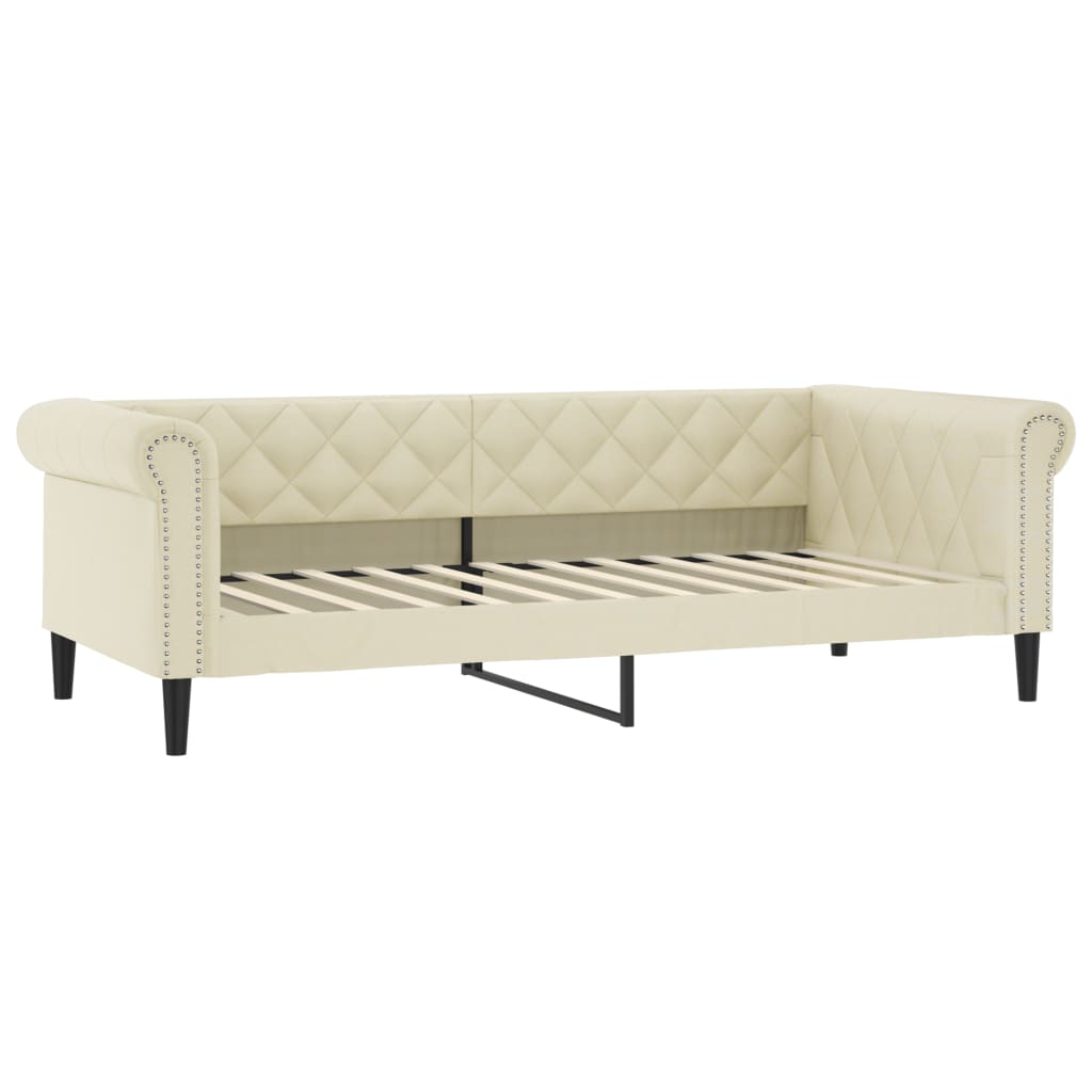Lit de jour avec gigogne et matelas crème 90x200 cm similicuir - XIOS