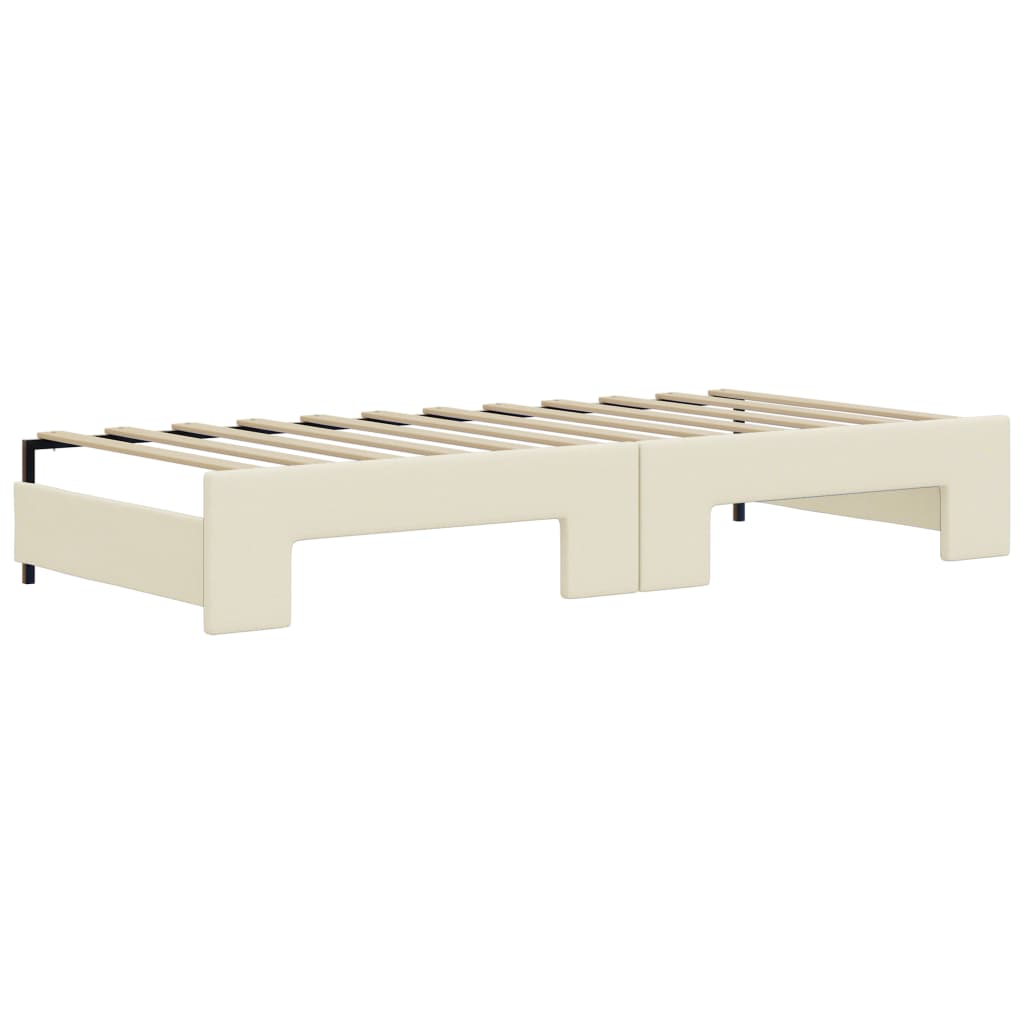 Lit de jour avec gigogne et tiroirs crème 90x200 cm similicuir - XIOS