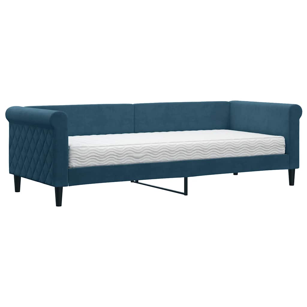 Lit de jour avec matelas bleu 80x200 cm velours - XIOS