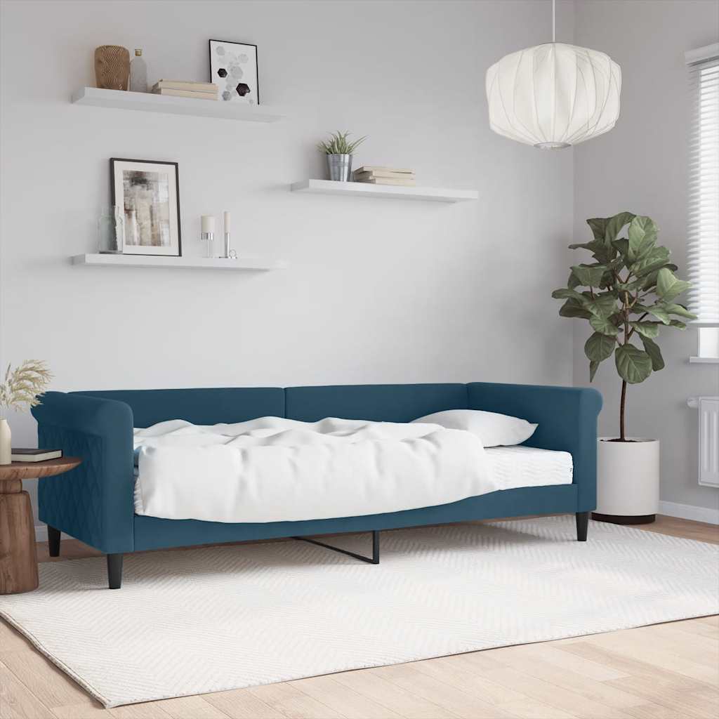 Lit de jour avec matelas bleu 80x200 cm velours - XIOS