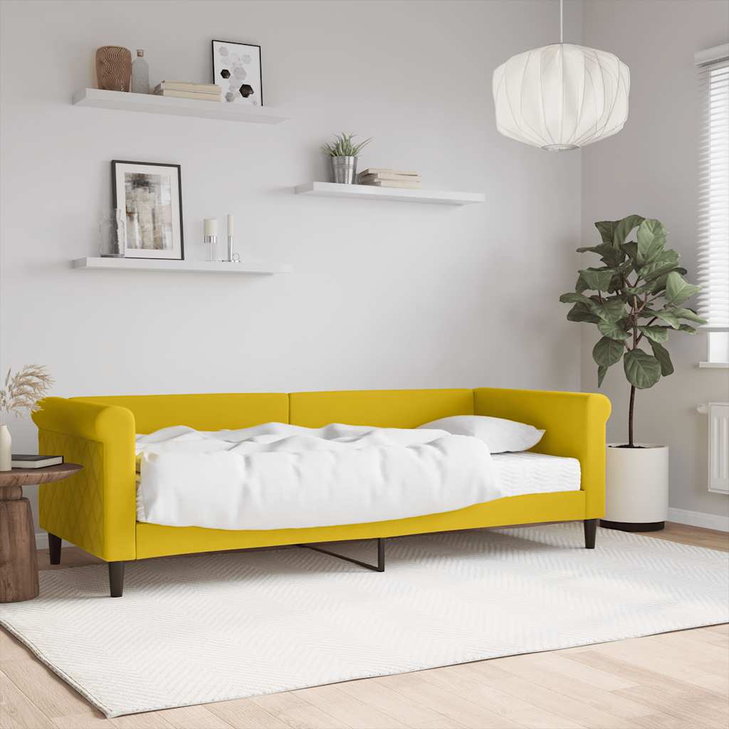 Lit de jour avec matelas jaune 80x200 cm velours - XIOS