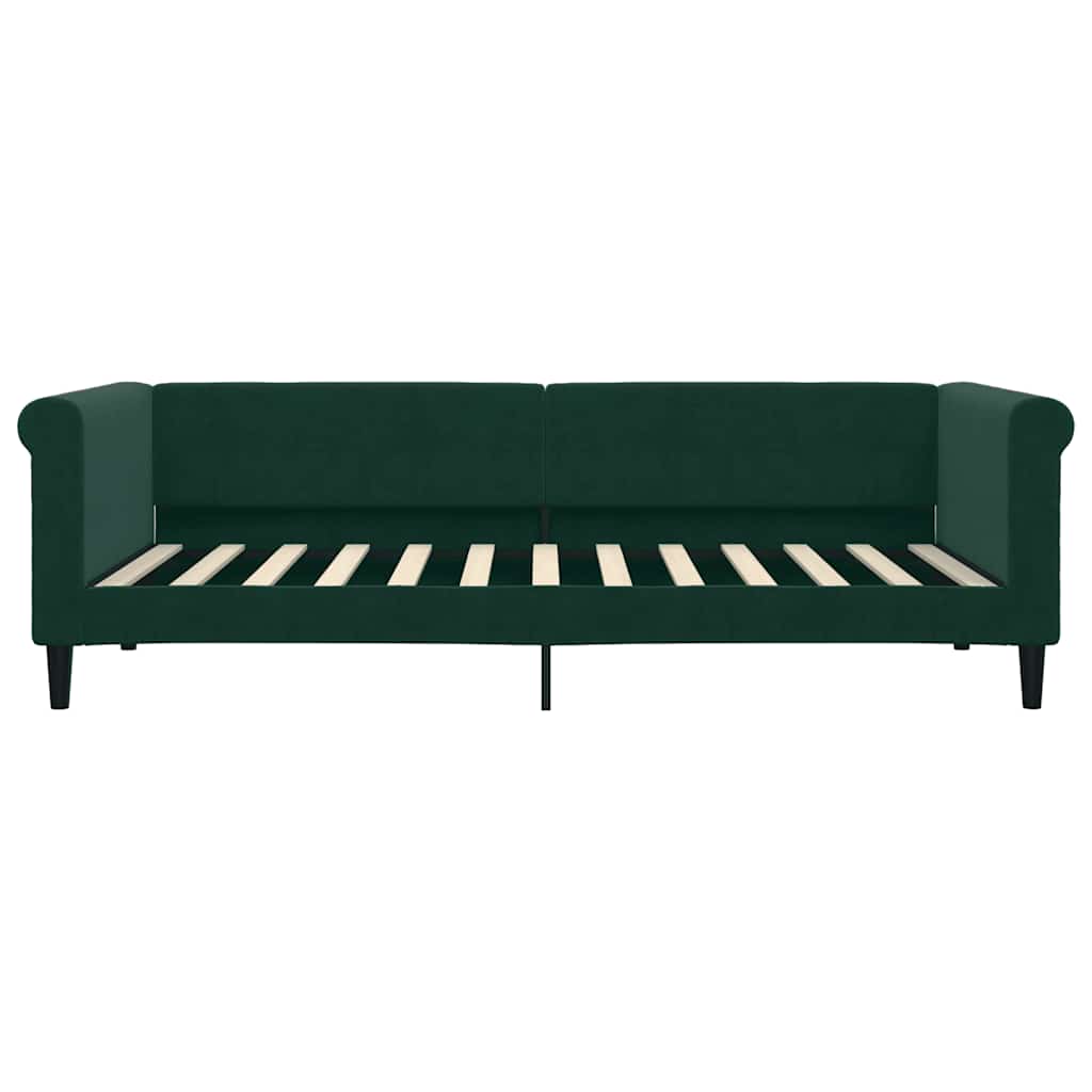 Lit de jour avec matelas vert foncé 90x200 cm velours