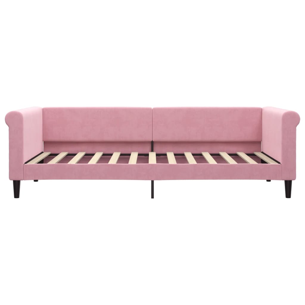 Lit de jour avec matelas rose 90x200 cm velours - XIOS