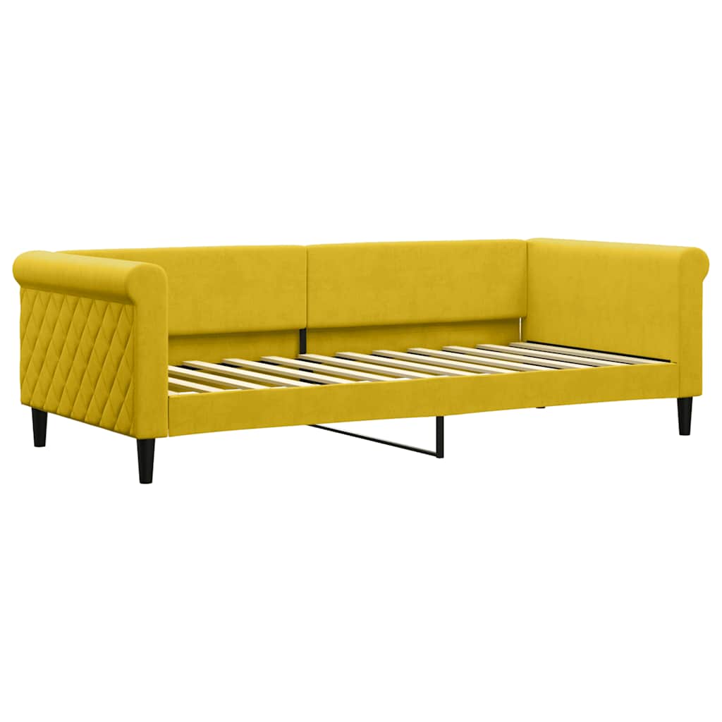 Lit de jour avec matelas jaune 90x200 cm velours - XIOS