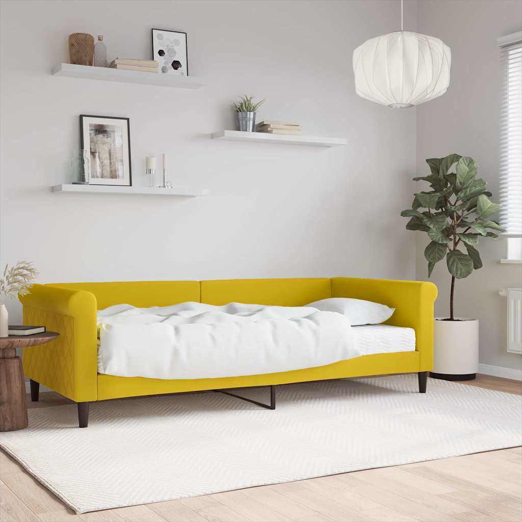 Lit de jour avec matelas jaune 90x200 cm velours - XIOS