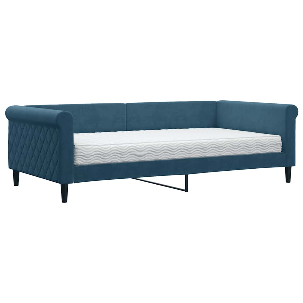 Lit de jour avec matelas bleu 100x200 cm velours - XIOS