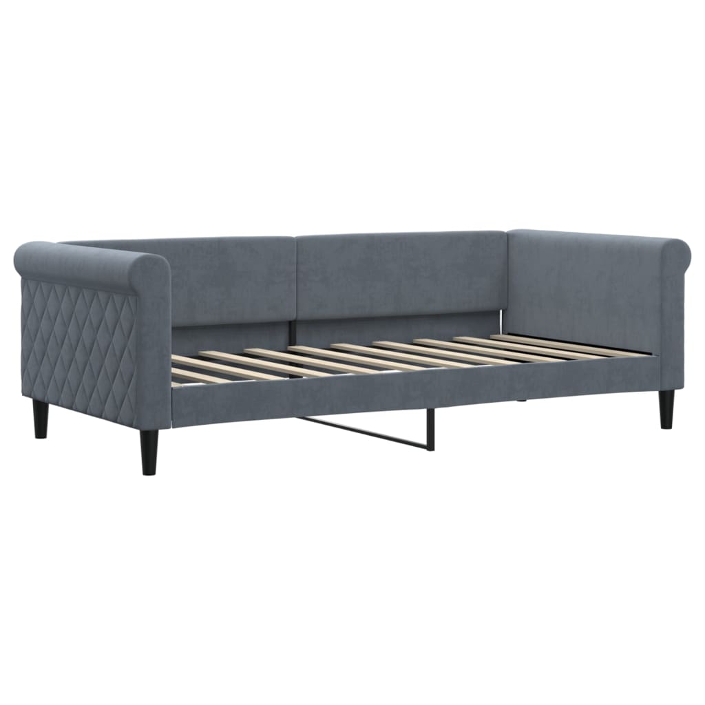 Lit de jour avec matelas gris foncé 90x190 cm velours - XIOS