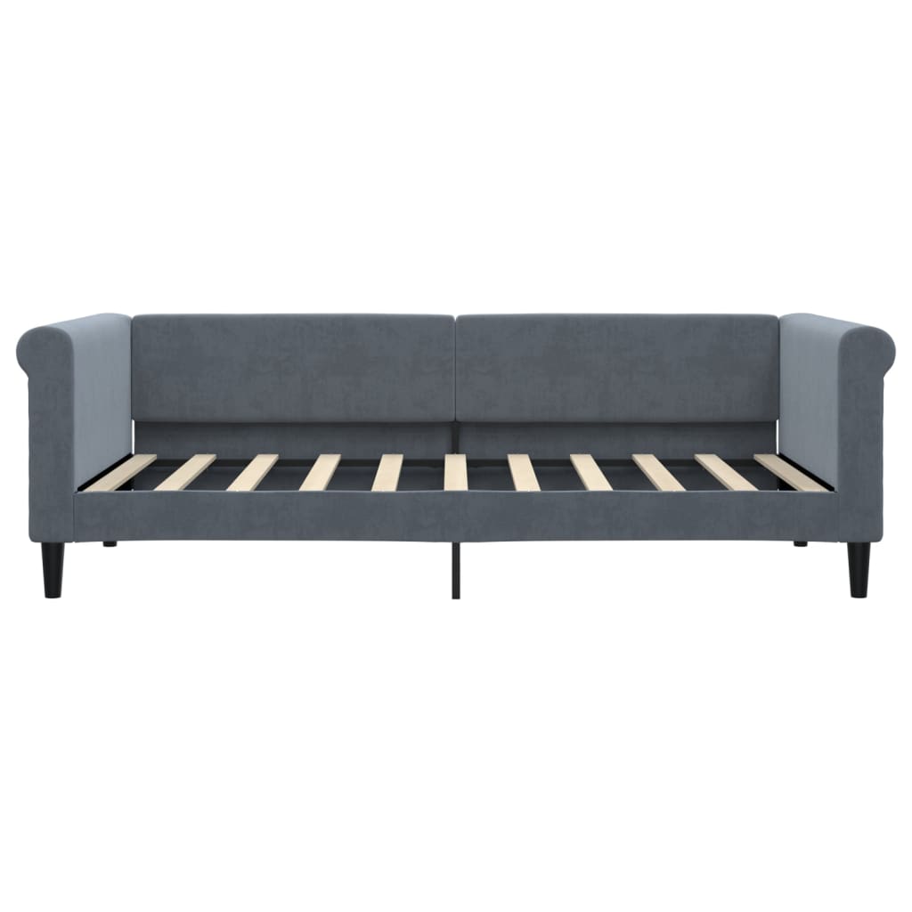 Lit de jour avec matelas gris foncé 90x190 cm velours - XIOS