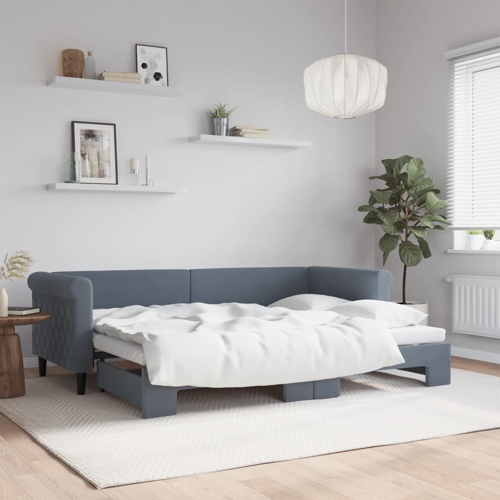Lit de jour avec gigogne sans matelas gris foncé 80x200 cm - XIOS