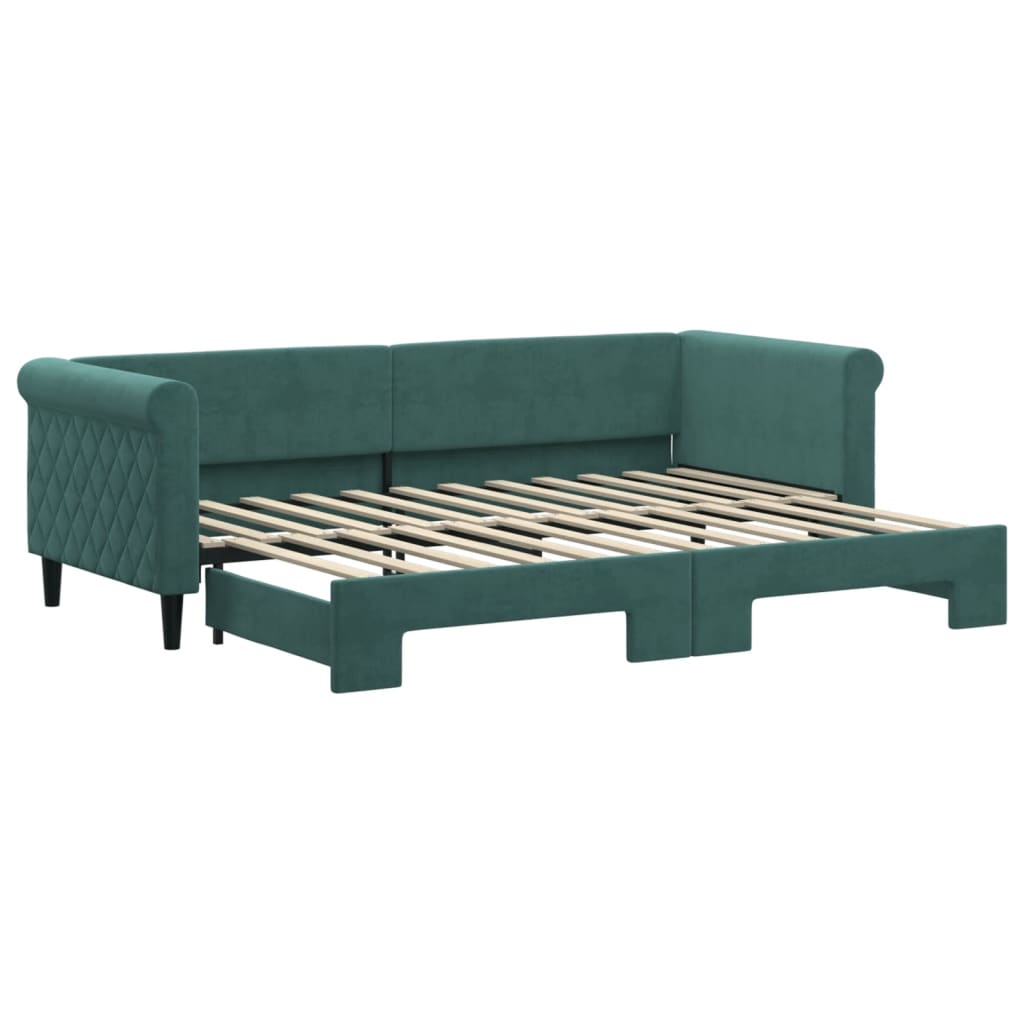 Lit de jour avec gigogne sans matelas vert foncé 80x200 cm - XIOS