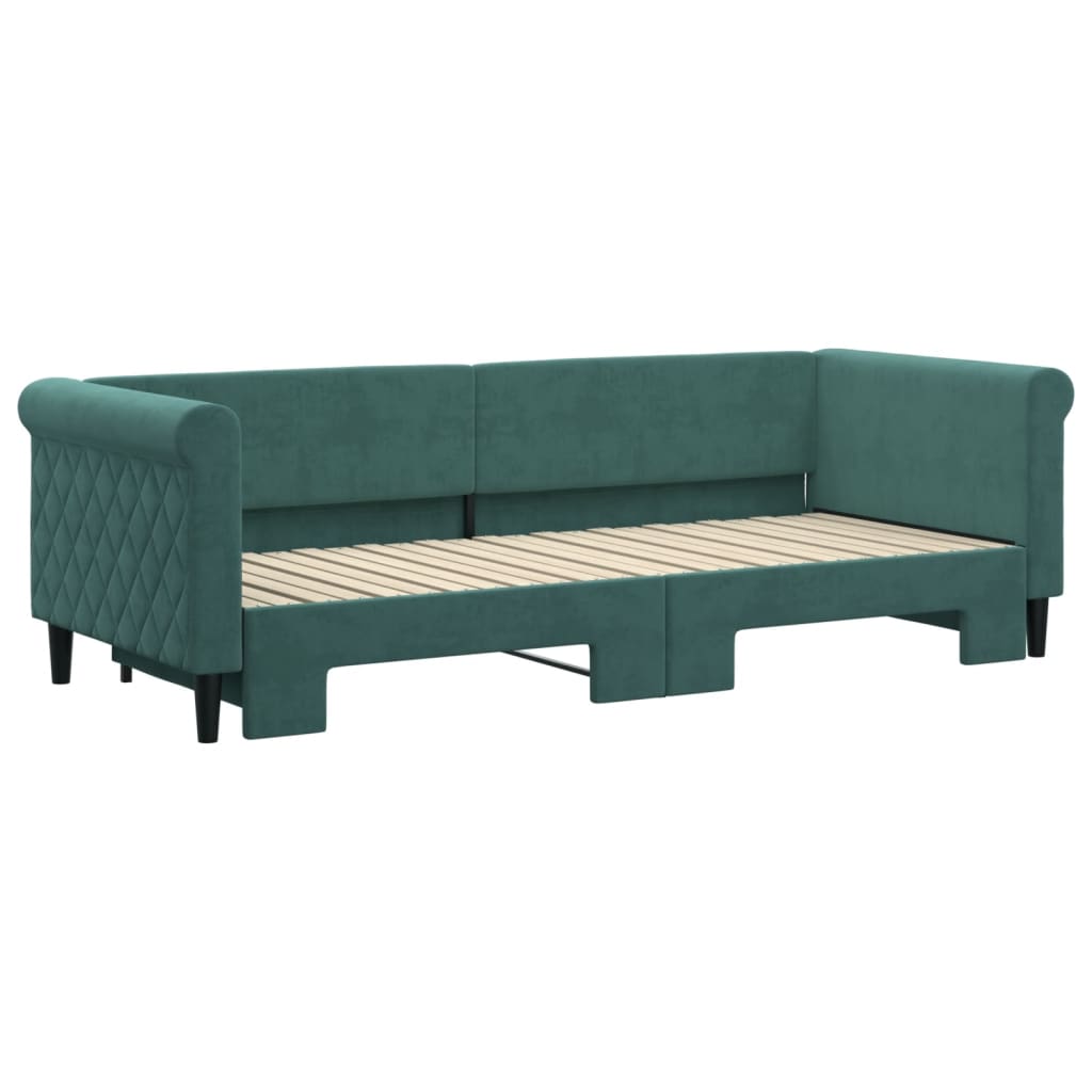 Lit de jour avec gigogne sans matelas vert foncé 80x200 cm - XIOS
