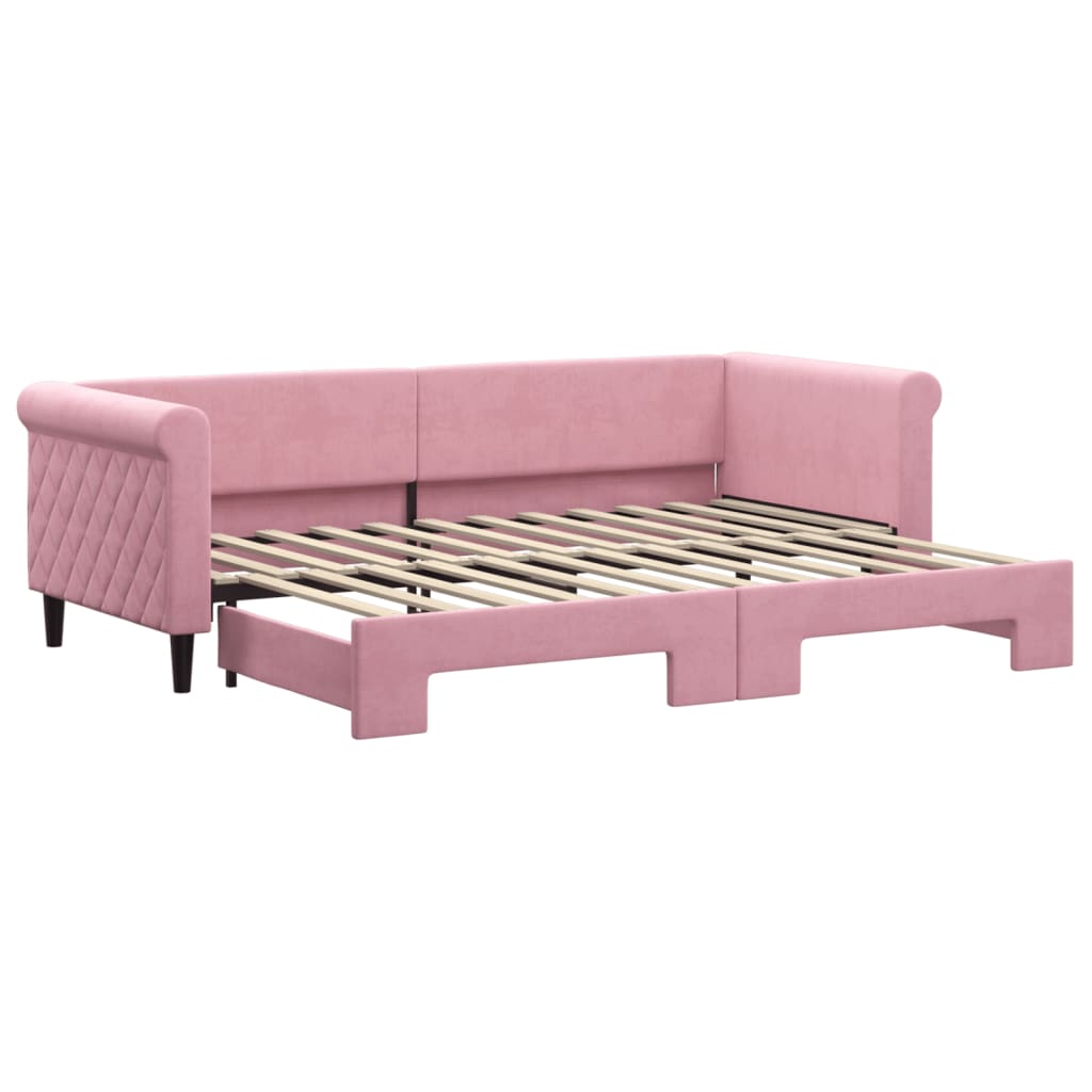 Lit de jour avec gigogne sans matelas rose 80x200 cm