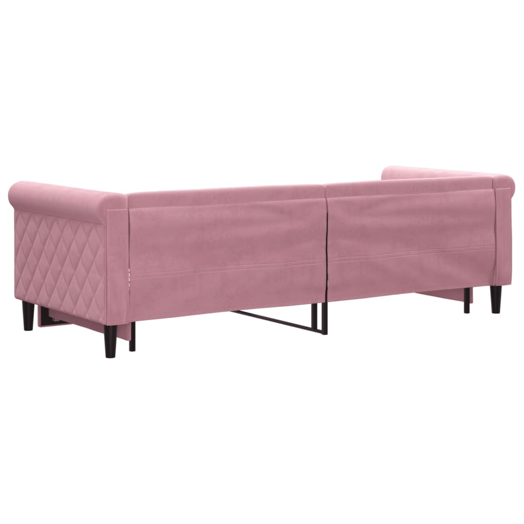 Lit de jour avec gigogne sans matelas rose 80x200 cm