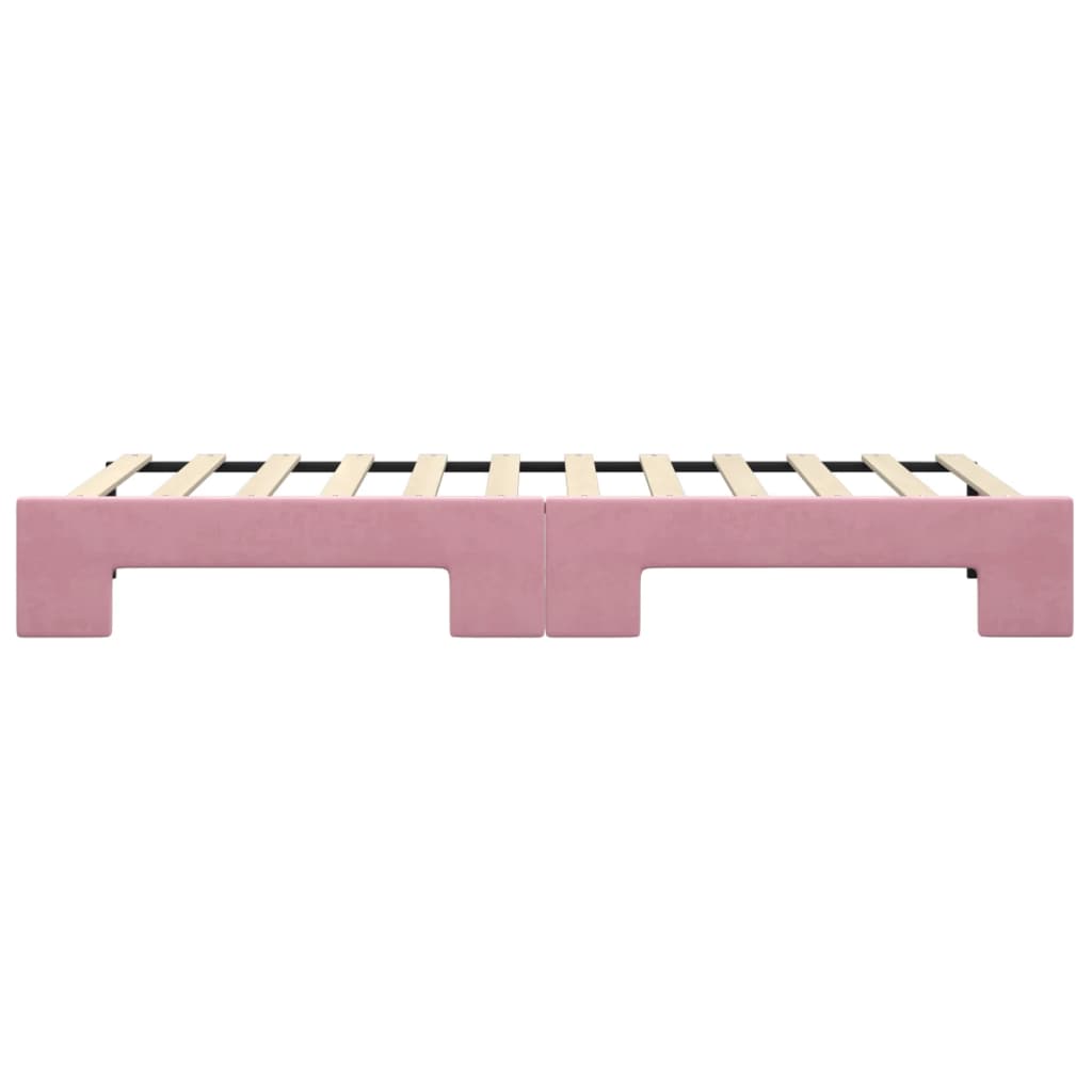Lit de jour avec gigogne sans matelas rose 80x200 cm