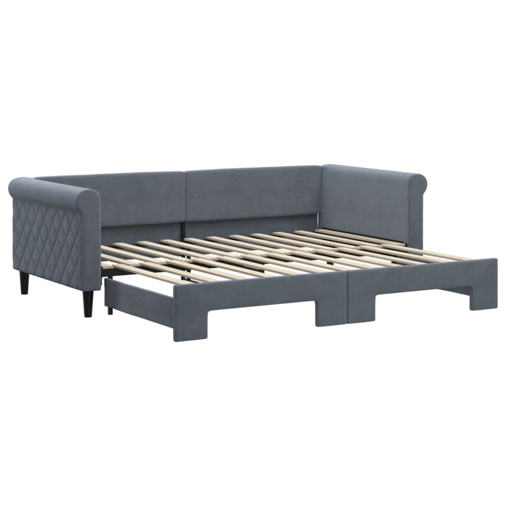 Lit de jour avec gigogne sans matelas gris foncé 90x200 cm - XIOS