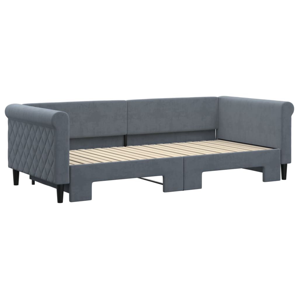 Lit de jour avec gigogne sans matelas gris foncé 90x200 cm - XIOS